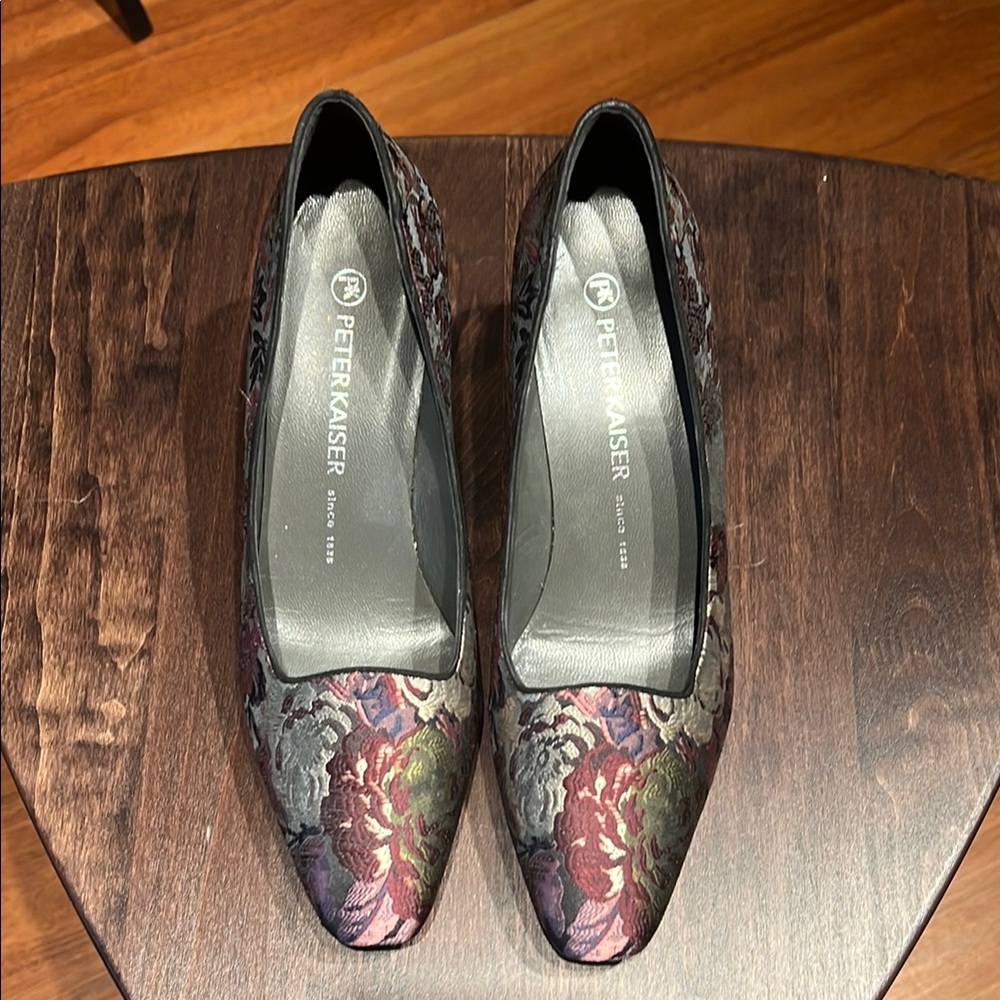 Peter Kaiser Jewel-tone Brocade Heels with Classic Pointed Toe